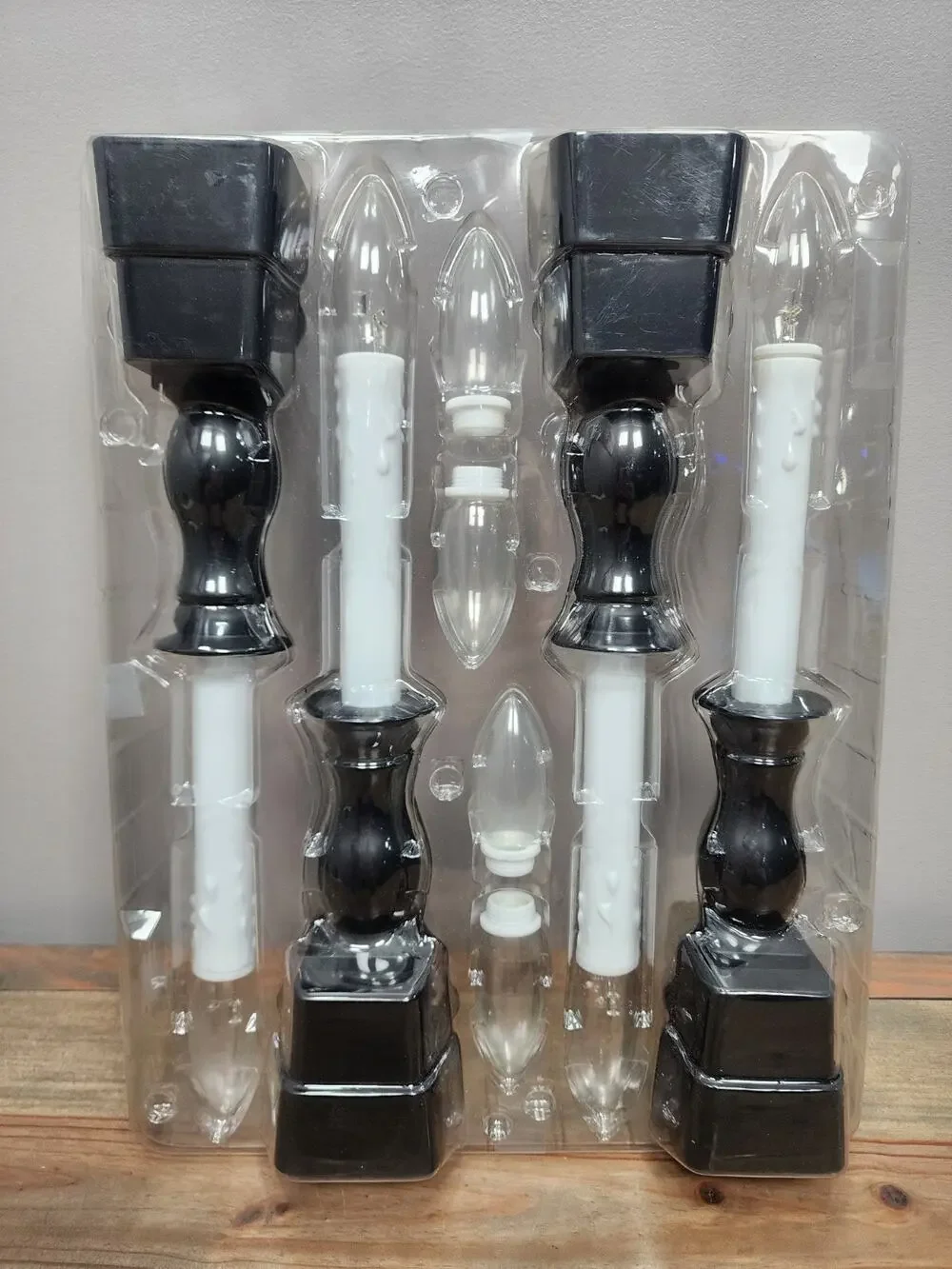 Bethlehem Lights Set Of 4 Premium Cordless Window Candles White & Black NWOB